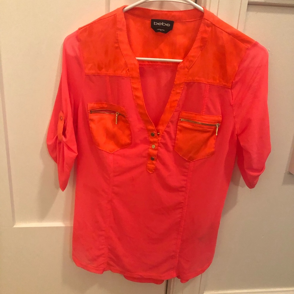 Neon Orange BeBe Blouse